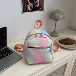 Women's Mini Tie-Dye Gradient Backpack Fashion Travel Bag Heart Star Print Sweet Casual School Bag Small Rucksack