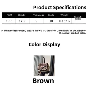 Spécifications de taille pour sac à main à carreaux marron avec dimensions 19,5x17,5x9cm