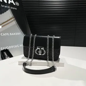 Women Sequin Shoulder Bag Fashion PU Leather Underarm Bag With Chain Strap Glitter Party Daily Handbag Versatile Tote Bag