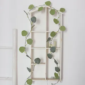 Artificial eucalyptus garland with LED copper wire lights for home room decoration