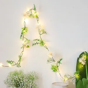 Guirlande lumineuse de marguerites avec fil de cuivre LED chaud pour décor de chambre