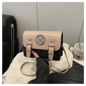 Colorblock small square bag fashion contrast shoulder bag versatile Cambridge bag for women