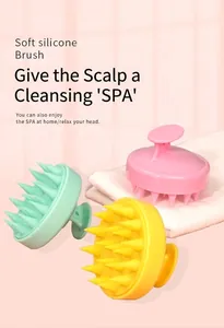 Silicone scalp massage brushes in mint, pink, and yellow for deep cleaning hair