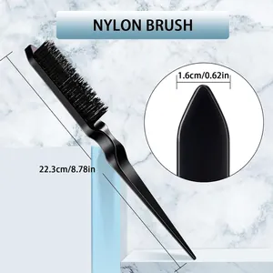 Detail showing professional 22.3cm nylon hair brush with pointed tail for styling