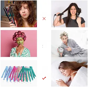 Détail de bigoudis sans chaleur colorés montrant le satin doux et le design pieuvre