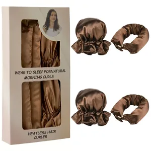 Detail des bronzefarbenen Heatless Hair Curler Sets inkl. Schlafhauben und Lockenwickler