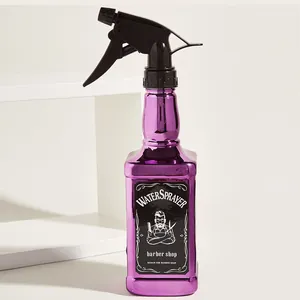 Retro purple high pressure fine mist hair spray bottle with classic barbershop design