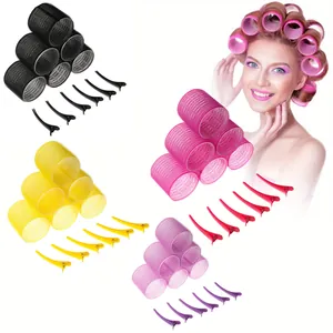 Set bigodini con clip in quattro colori per styling fai-da-te e volume frangia