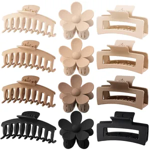Pinces Crabes Cheveux Mat Pour Femmes Grandes Rectangulaires Fleur Accessoires Cheveux Maintien Solide Pinces Coiffure Élégantes Bijoux