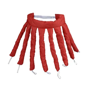 Bigoudi sans chaleur rouge à 8 griffes en satin de soie avec bandeau élastique de fixation