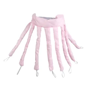 Bigoudi sans chaleur à 8 griffes en satin rose pour des boucles sans dommages