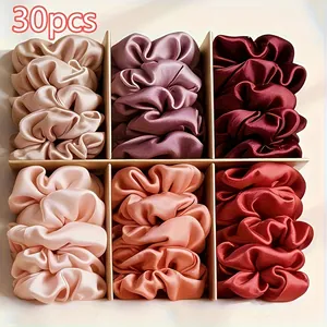 Lot de 30 chouchous en satin premium aux couleurs chaudes assorties pour femmes