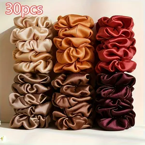 Lot de 30 chouchous en satin de qualité supérieure aux tons terreux pour la coiffure