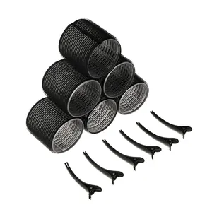 Set di 6 bigodini autoriscaldanti e 5 clip professionali per acconciature e volume capelli