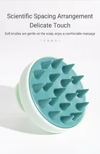 Detail of soft silicone bristles on scalp massage brush for gentle cleaning and hair care
