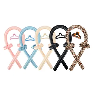 5-teiliges Set für hitzefreie Locken aus Satin inkl. Haargummis und Clips in diversen Farben