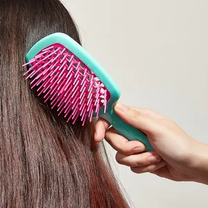 Grüne und rosa hohle Haarbürste mit Wabendesign für schmerzloses Entwirren und Styling
