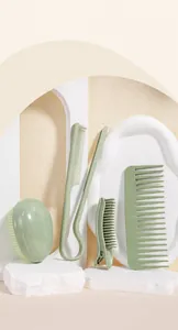 Set di 4 spazzole per capelli in paglia di grano ecologica su basi di pietra