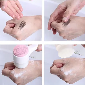 Manuelle doppelseitige Silikon-Gesichtsbürste mit weichen Borsten für Peeling und Reinigung
