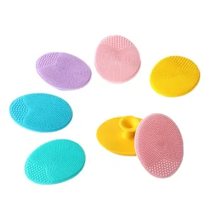 Colorful silicone baby hair brushes with soft bristles and suction handles for newborn bath