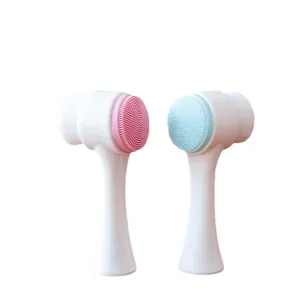Doppelseitige Silikon-Gesichtsreinigungsbürste mit weichen Borsten und ergonomischem Griff