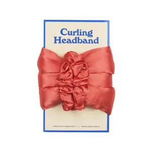 Bandeau à boucler sans chaleur en satin corail pour des boucles naturelles de 1 à 1,25 pouce