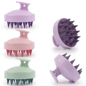 Brosse de Massage du Cuir Chevelu en Silicone Brosse de Lavage des Cheveux pour Nettoyage en Profondeur Élimination des Pellicules Outil de Massage de la Tête Portatif Avec Poignée Ergonomique