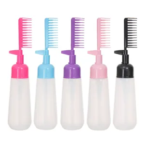 Haarkleur applicator flessenset met kam in vijf kleuren voor professionele haarkleuring