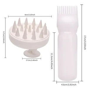 Haarfärbe-Set mit Messflasche und Silikon-Kopfhautmassagebürste für die Haarpflege