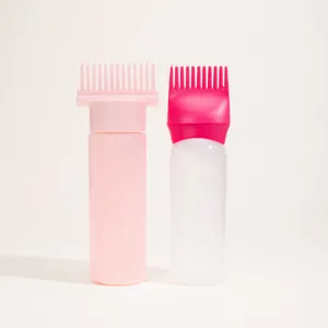 Set van twee haarverfflessen met kam-applicator voor hoofdhuidbehandeling en haarverzorging