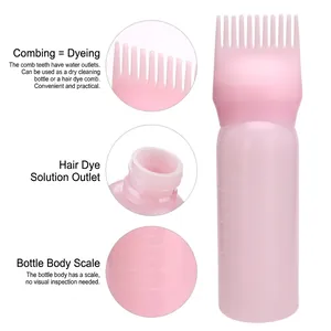 Flacon applicateur rose pour teinture avec peigne et graduations de mesure précises