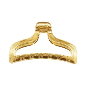 Close-up of translucent amber hair claw clip AK-016 with durable golden metal spring