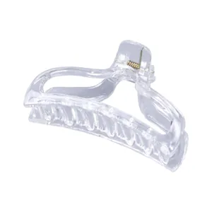 Macro shot of a transparent Korean style hair claw clip with a strong metal spring