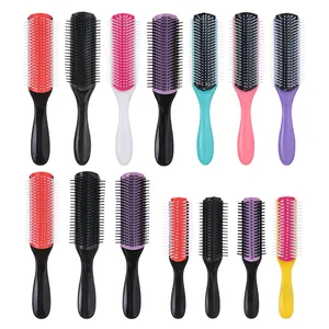 Spazzola Districante Professionale a 9 File Pettine per Massaggio al Cuoio Capelluto Rimovibile in PP Strumento per lo Styling per Donna Uomo