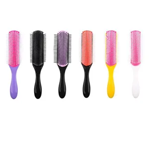 Set di 6 spazzole ergonomiche a 9 file in vari colori per districare e acconciare i capelli
