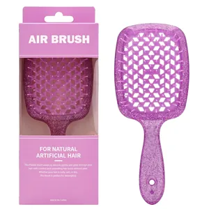 Spazzola districante viola glitterata con design a rete e confezione regalo rosa
