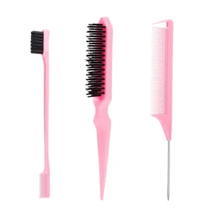 Juego Peines Peluquería Profesional Cepillo Cardar Y Cepillo Bordes Y Peine Púa Metal Para Salón Belleza Uso Diario Casa