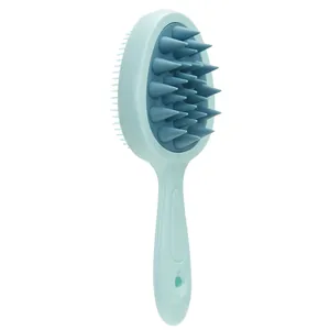 Long-handle scalp massager brush for hair washing and deep cleaning in mint green