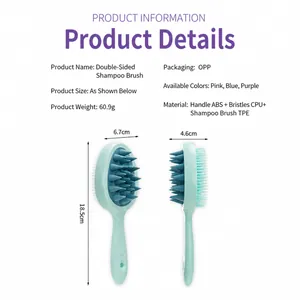 Dual-sided scalp massager hair brush with ergonomic handle for deep cleaning and relaxation