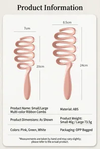 Vista dettagliata di spazzole per capelli ondulate cave rosa grandi e piccole con misure