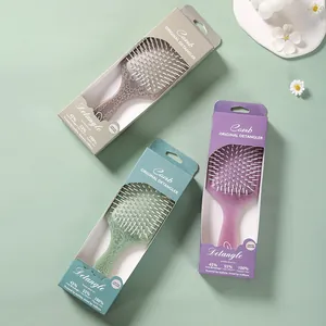Vintage Totem Square Air Cushion Hair Brush Detangling Massage Comb With Lace Floral Pattern For Women Hair Styling Detangler