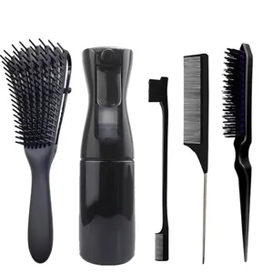 Kit de coiffure 5 pièces avec vaporisateur, brosse démêlante et peignes de précision