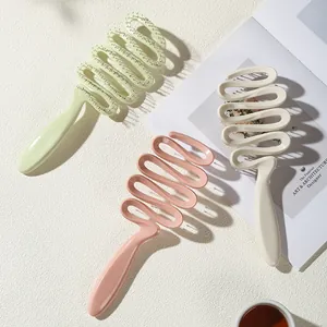 Spazzola per Capelli Curva Incavata per Donna Pettine per Massaggio del Cuoio Capelluto per Styling Capelli Design Ribbon ABS