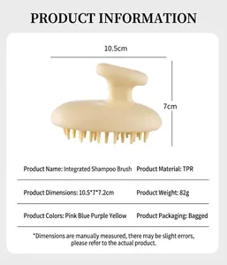 Detailed specifications of the TPR silicone scalp massage brush with 10.5x7cm dimensions