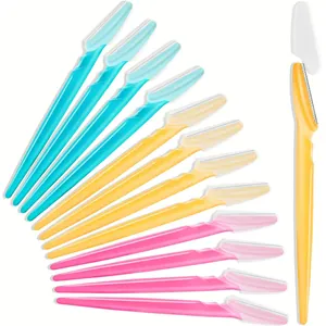 12-piece colorful eyebrow razor set with precision safety guards and protective caps