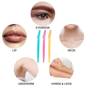 Precision eyebrow razor set for face and body hair removal with protective safety guard