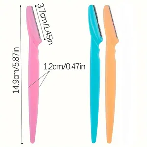 Eyebrow razor set with dimensions 14.9cm length and ergonomic colorful handles