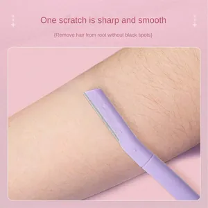 Purple eyebrow razor with safety mesh for smooth facial hair removal and skin protection