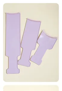 Three purple hair dyeing highlighting boards with comb teeth for professional salon styling