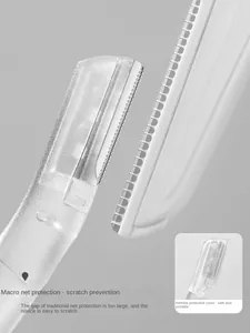 Macro shot of eyebrow razor with safety macro net blade and protective cap for beginners